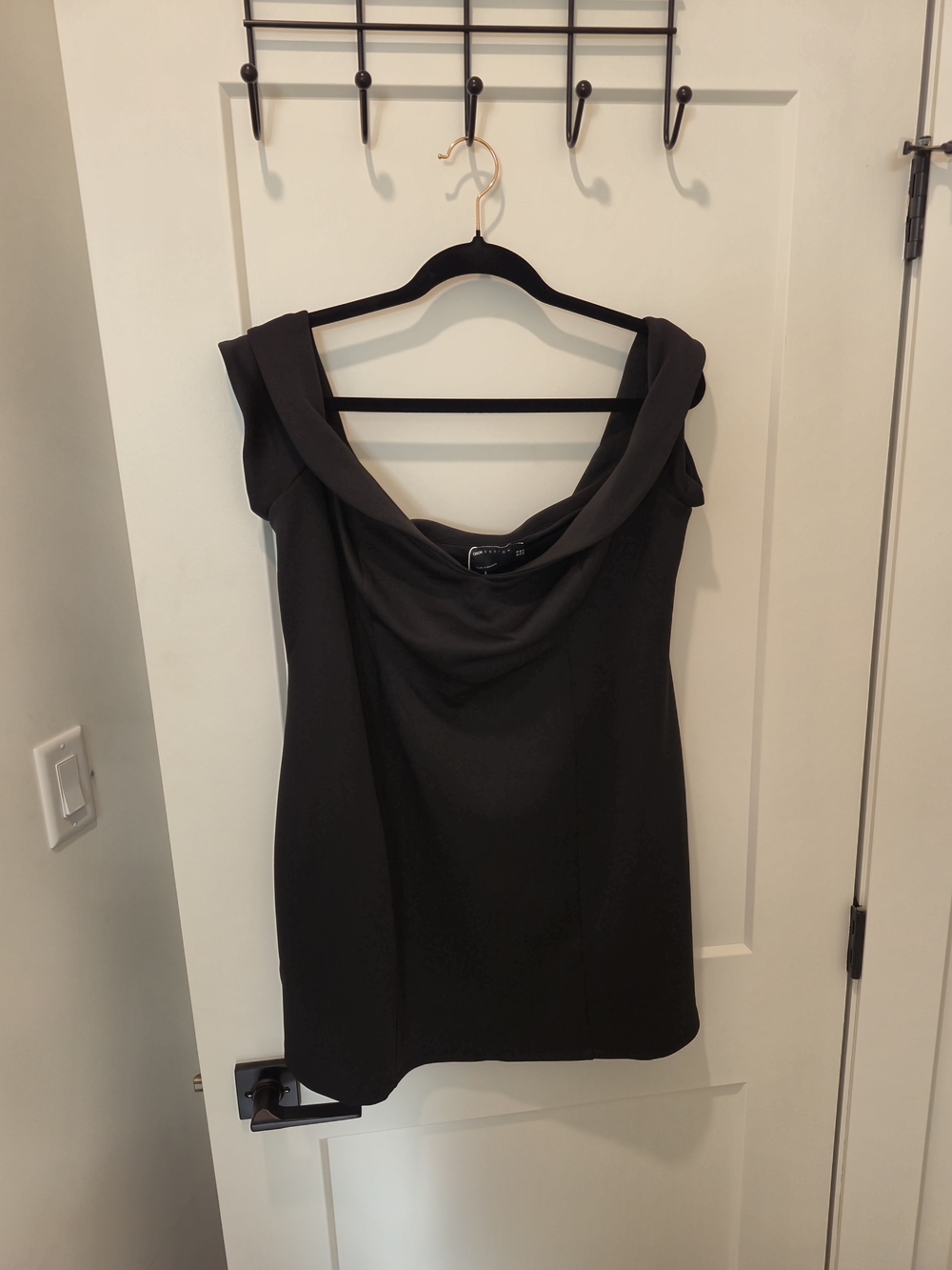 ASOS Black Off-Shoulder Cowl Neck Mini Dress